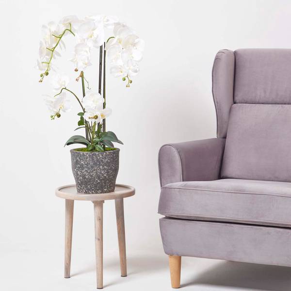 Kunstblume Phalaenopsis-Orchidee Weiß - Polyester - 48 x 82 x 82 cm