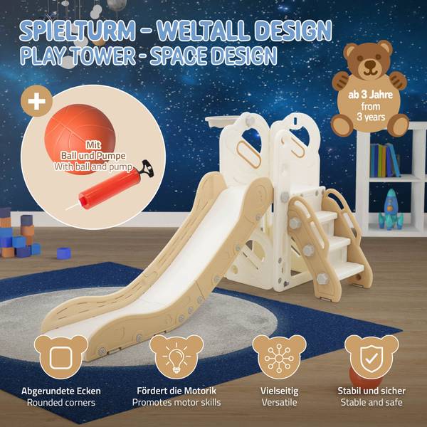 Kinderrutsche 3in1 ROM Beige - Kunststoff - 91 x 86 x 153 cm