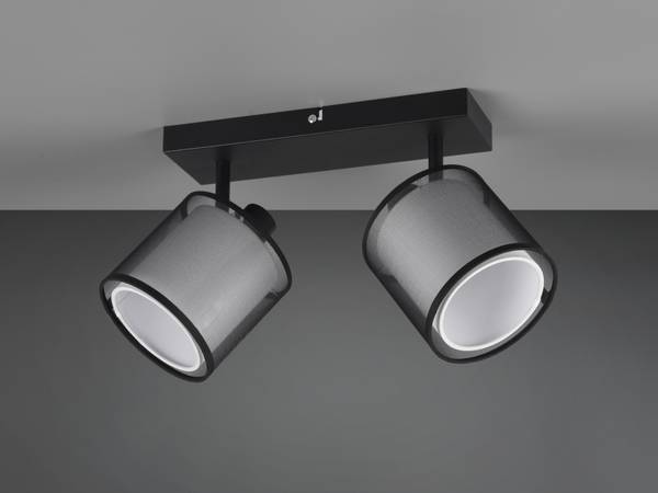 Deckenspot 2 flammig Schirm Schwarz-Weiß Schwarz - Weiß - Metall - Textil - 32 x 19 x 18 cm