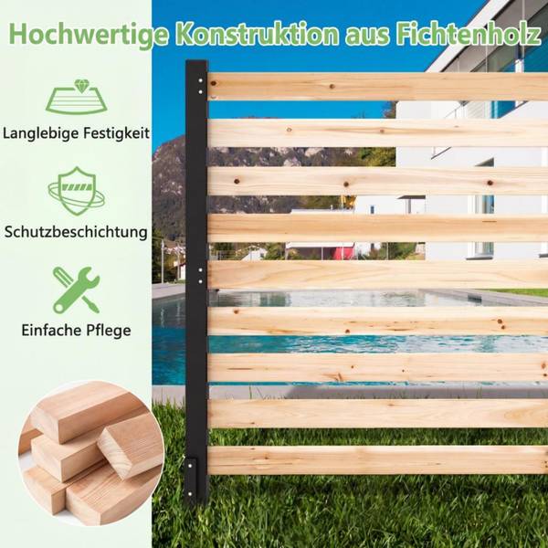 Gartenzaun ZB35497 3-tlg. Braun - Massivholz - 98 x 107 x 98 cm
