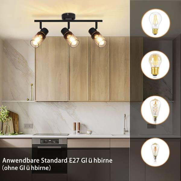 Plafonnier Käfig 3 ampoules Noir - Métal - 16 x 21 x 48 cm