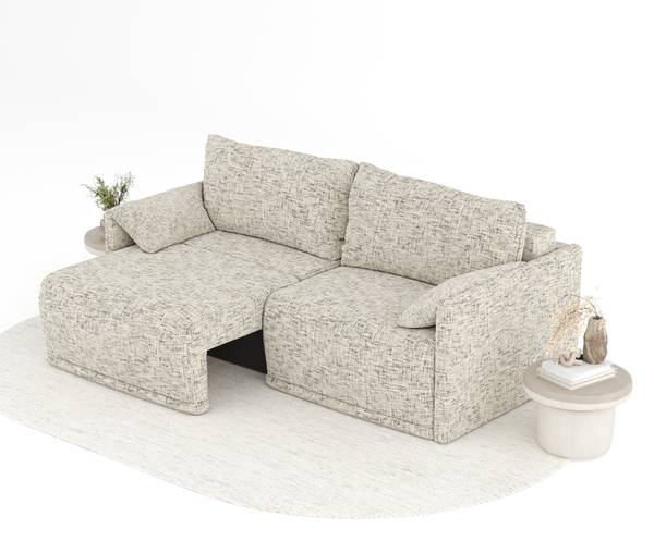 Schlafsofa mit Ecksofa Funktion Nappa Beige