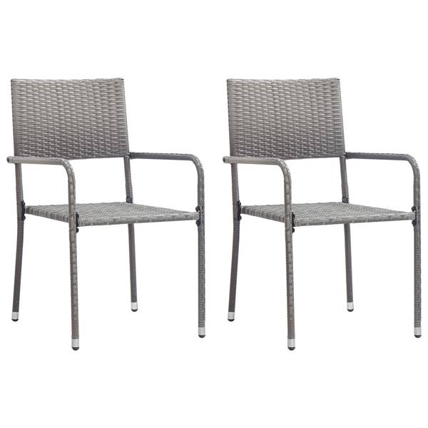 Salle à manger 3009977-1 (lot de 3) Gris - Acier - Verre clair - Polyéthylène - 80 x 74 x 80 cm
