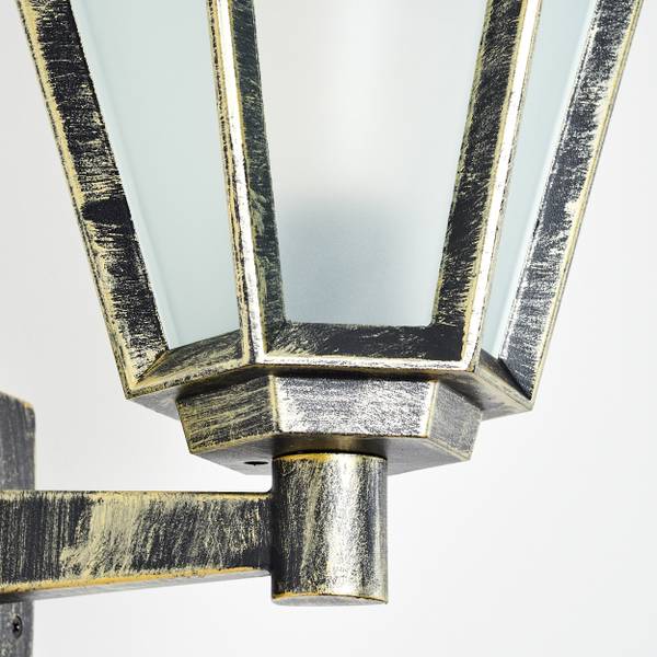 Außenwandleuchte Mondavio Schwarz - Gold - Weiß - 24 x 24 cm