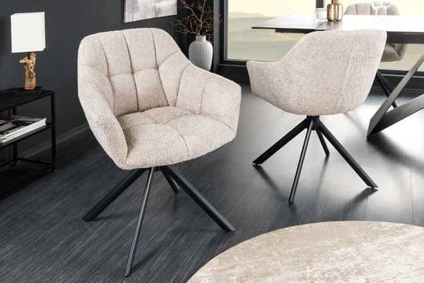 Stuhl PAPILLON Beige - Bouclé - Polyester - 65 x 83 x 66 cm