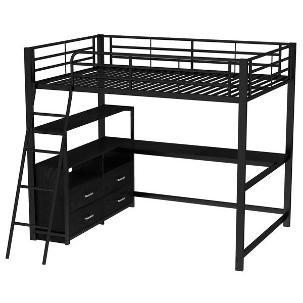Hochbett BB3715 Schwarz - Metall - 145 x 180 x 204 cm