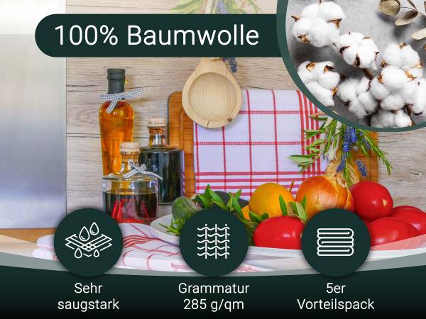Geschirrtücher 00000478 5er-Set Rot