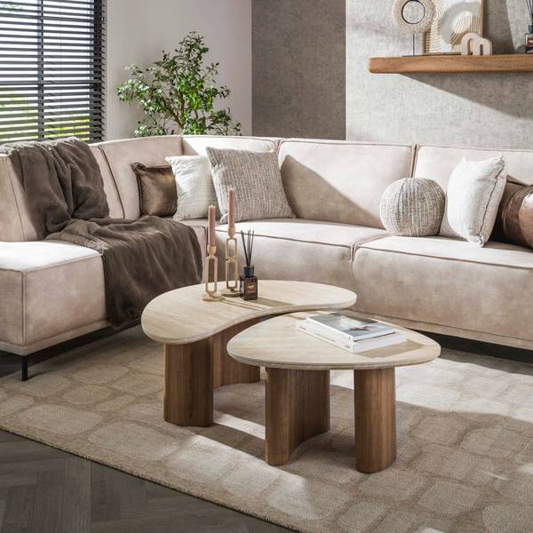Table basse ROMANO Beige - Céramique - 88 x 36 x 44 cm
