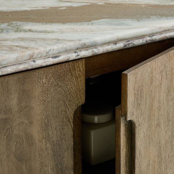 Dressoir BUREN beige - massief hout - 43 x 80 x 162 cm