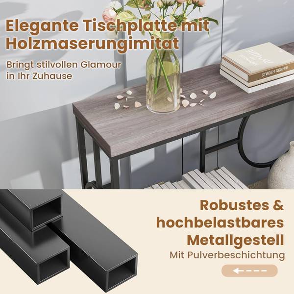Konsolentisch VH34230OR+DE Grau - Holzwerkstoff - 30 x 80 x 180 cm