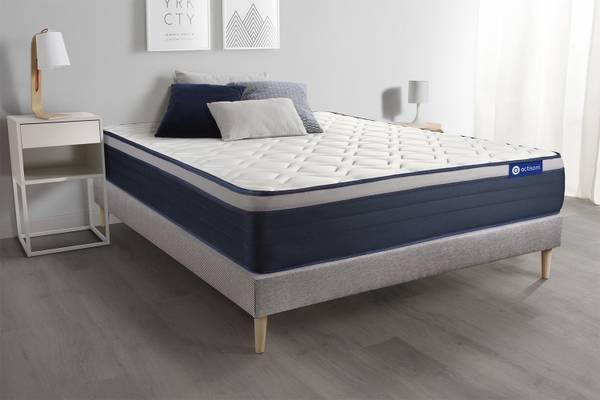 Bettgestell und Matratze Actilatex max Grau - Massivholz - 130 x 55 x 190 cm