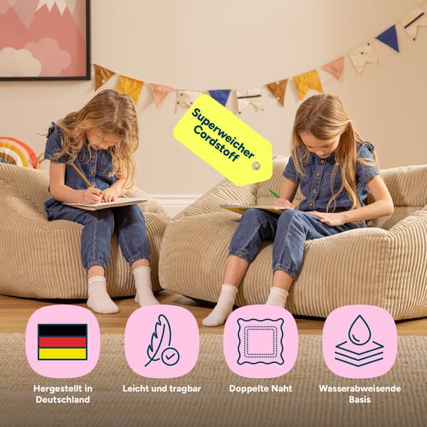 Kindersitzsack Sofa mit Sessel Cecilia Beige