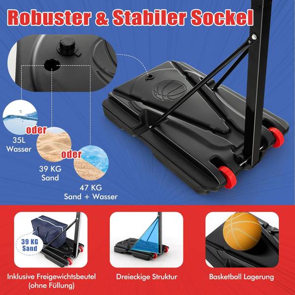 Basketballständer EB50459DE Schwarz - Metall - 54 x 310 x 77 cm