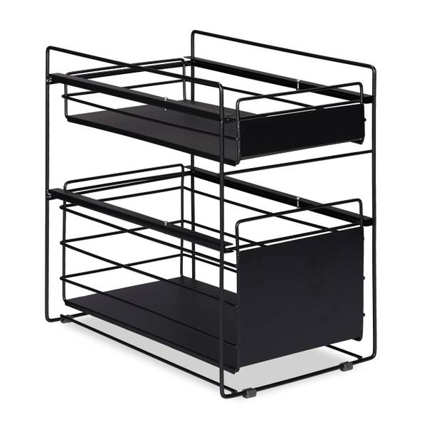 Schubladenregal mit 2 Körben Schwarz - Stahl - 25 x 40 x 41 cm