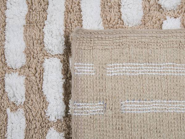 Teppich AHIRLI Beige - Weiß - Naturfaser - 120 x 120 x 120 cm