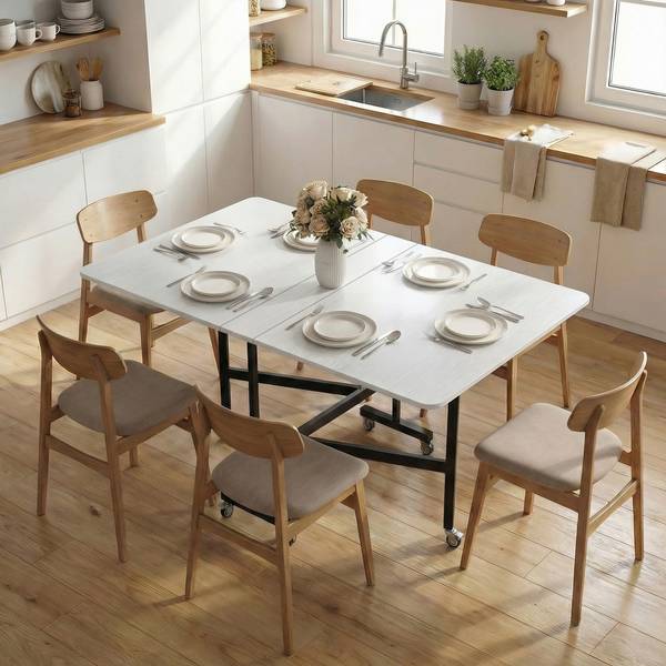 Klappbarer Esstisch 049V81WT Weiß - Metall - 120 x 73 x 80 cm