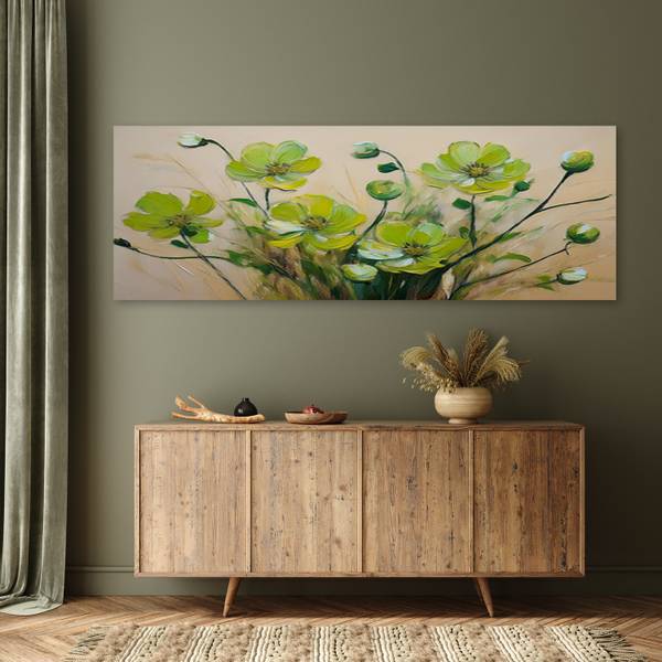 Wandbild blumen pflanzen komposition 90 x 30 cm
