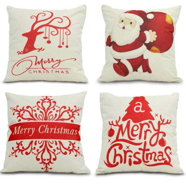 4er-Pack Kissenbezügen+706-40 Rot - Weiß - Textil - 40 x 20 x 40 cm