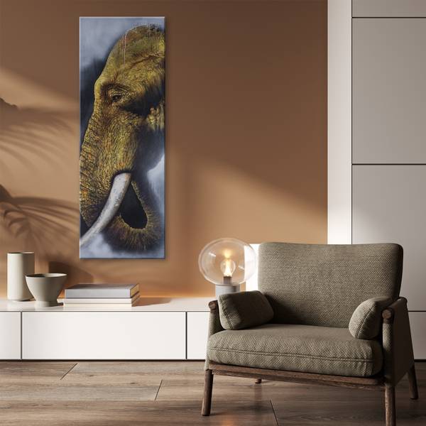 Tableau déco éléphant solitaire 40 x 120 cm