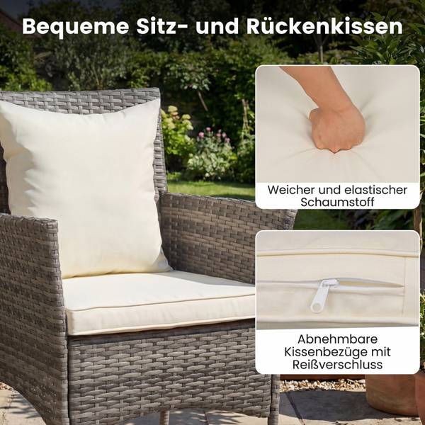 Sitzgruppe TI98234 3-tlg. Beige - Rattan - 550 x 300 x 57 cm