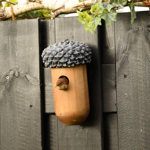 Vogelhäuschen NK83 Braun - Massivholz - 14 x 26 x 17 cm