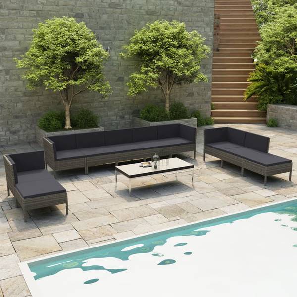 Tuinbank 3009677-5 Set van 10 grijs - polyester - staal - 60 x 35 x 60 cm
