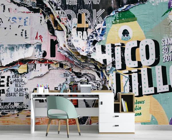 Fototapete Wand alte zerrissene Poster 250 x 175 cm