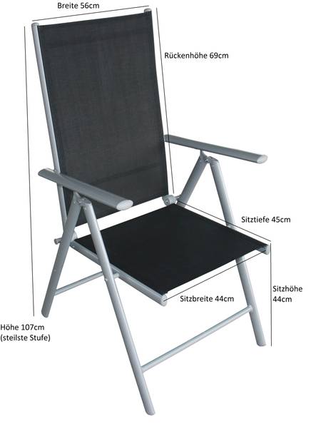 Garnitur AMALFI 5-teilig Schwarz - Grau - Aluminium - Sicherheitsglas - PVC - 130 x 75 x 65 cm