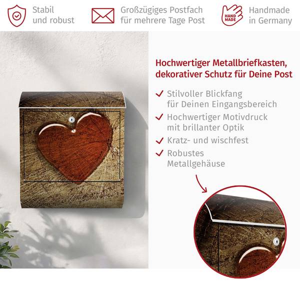 Briefkasten Natural Love Braun - Stahl - 39 x 46 x 13 cm