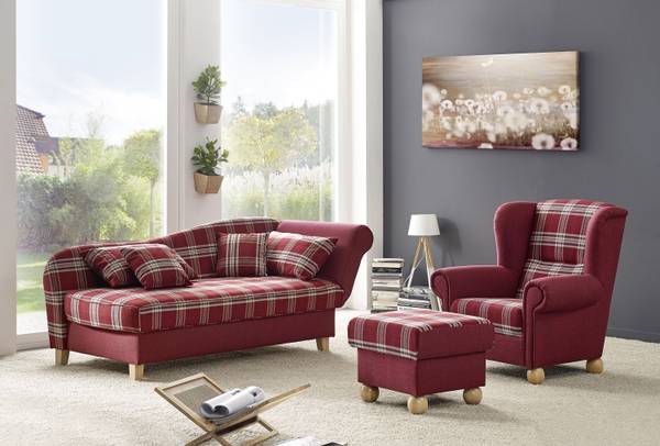 Monarch Ohrenbackensessel Rot - Polyester - 93 x 103 x 87 cm