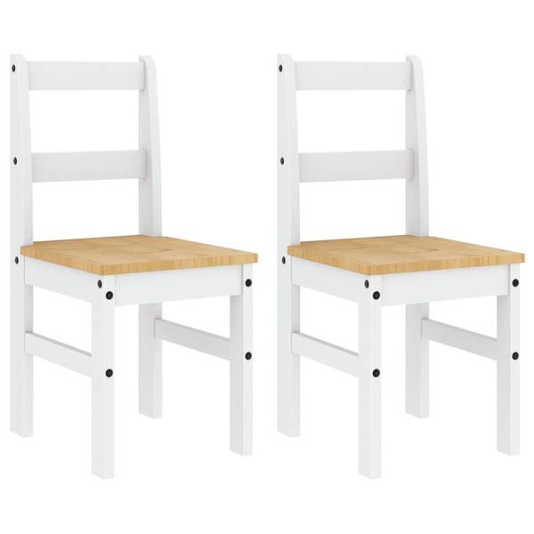 Essstühle 2er Set D9492 Weiß - Massivholz - 90 x 45 x 46 cm