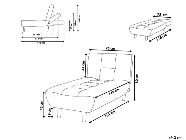 Chaiselongue ALSTEN Braun - Grün - Textil - 75 x 80 x 161 cm