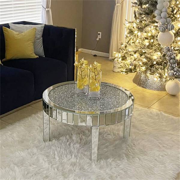 Verspiegelt Couchtisch Glas rund Silber kaufen