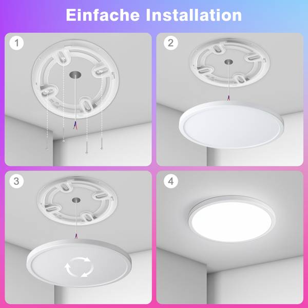 24W LED Deckenlampe CE1133 2er-Set Weiß - Kunststoff - 30 x 3 x 30 cm