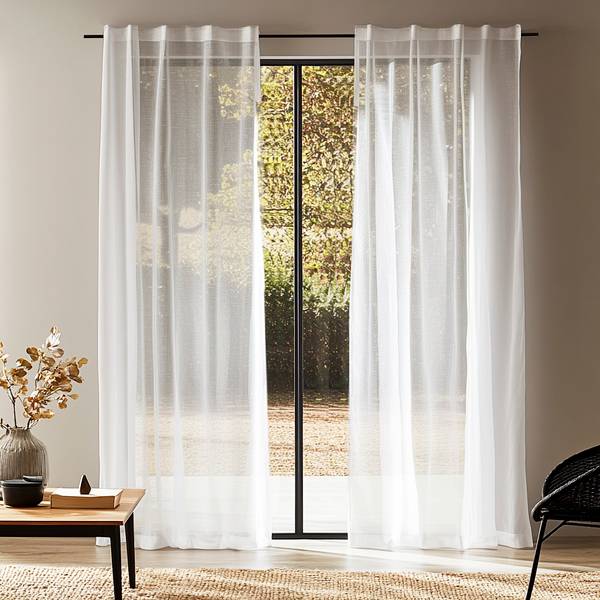 Transparante Gardine Weiß - Polyester - 140 x 270 x 1 cm