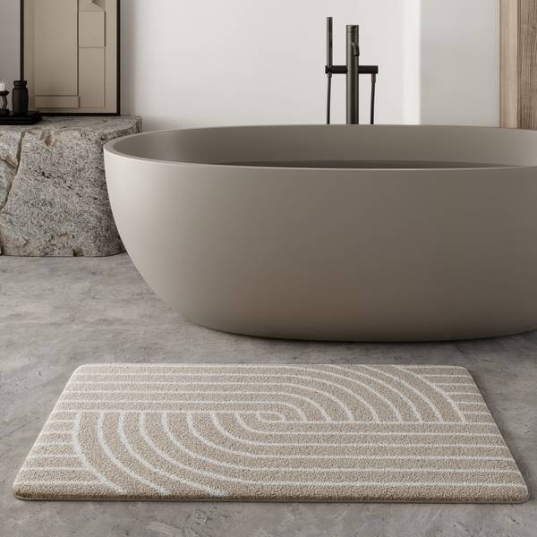 Badteppich Hilda Beige - Polyester - 70 x 2 x 120 cm