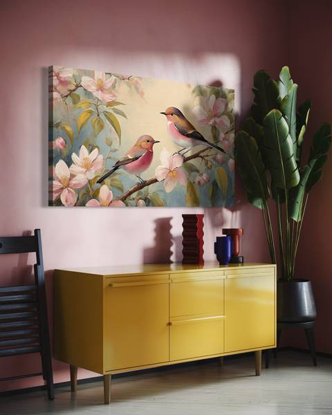 Wandbild Vögel 90 x 60 cm