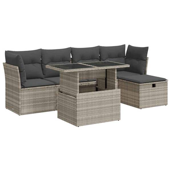 Tuin Bankstel 3036657-2 set van 6 lichtgrijs