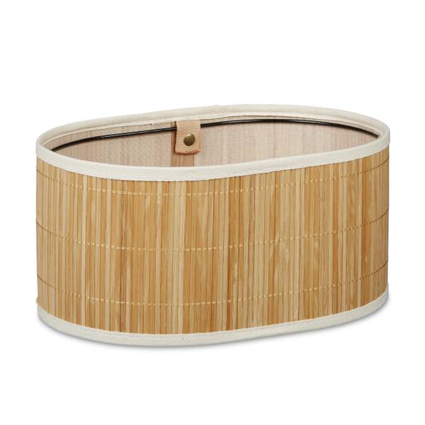 2 x Brotkörbchen Bambus Braun - Rot - Weiß - Polyester - 34 x 17 x 24 cm