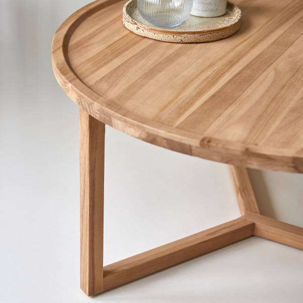 Couchtisch Ana Beige - Teakholz - 90 x 45 x 90 cm