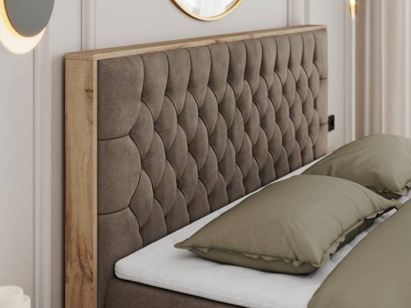 Boxspringbett AMORE Braun - Eiche Dekor - H3 - Textil - Liegefläche Breite: 140 cm