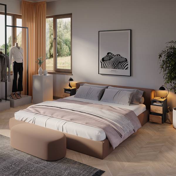 Nachttisch Monty 53170 Anthrazit - Eiche Sand Dekor