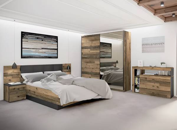 Ensemble de chambre à coucher Mollis Marron - Bois manufacturé