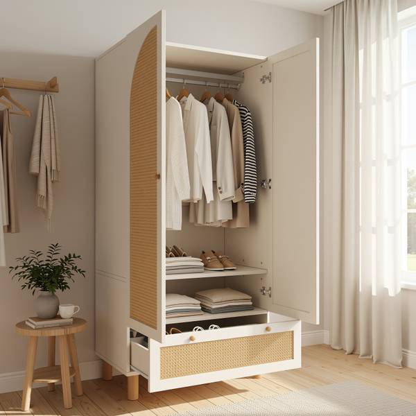 Kleiderschrank Sporophyt Weiß - Holzwerkstoff - 86 x 181 x 52 cm