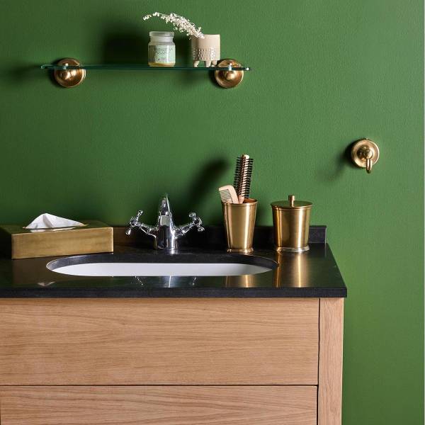 Glas- und Messingtablette Gold - Glas - 12 x 7 x 48 cm