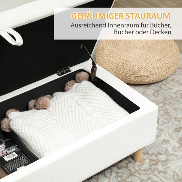 Sitzbank 838-540V01CW Weiß - Textil - 50 x 43 x 115 cm