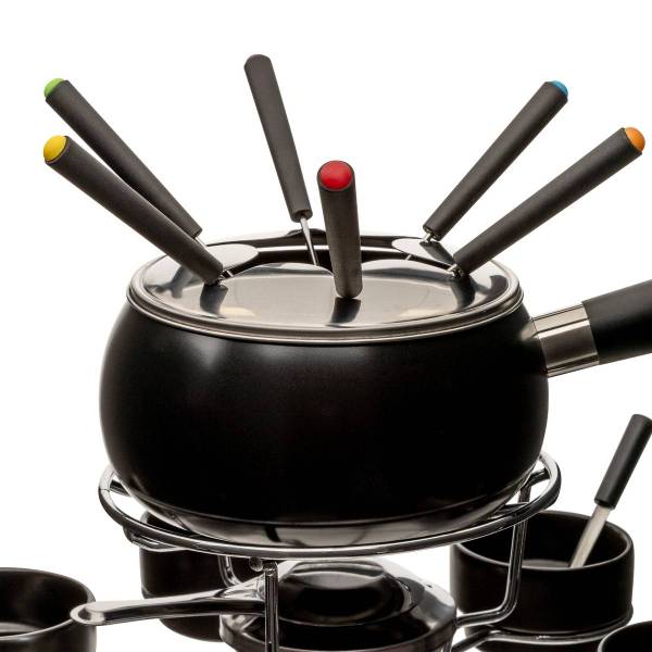 Fondue-Service PARIS Schwarz - Keramik - 34 x 24 x 34 cm
