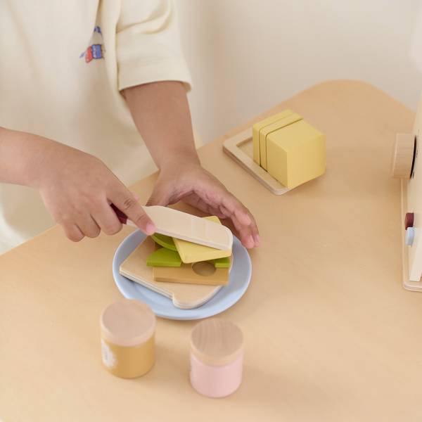 Kinderspeelgoed NOISETTE 13 dlg beige - plaatmateriaal op houtbasis - 9 x 13 x 17 cm