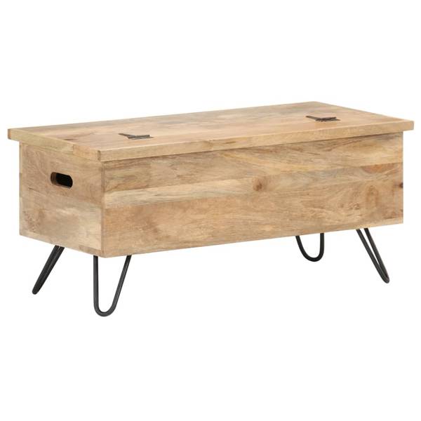 Coffre 289635 Marron - Manguier - Acier - 90 x 45 x 40 cm