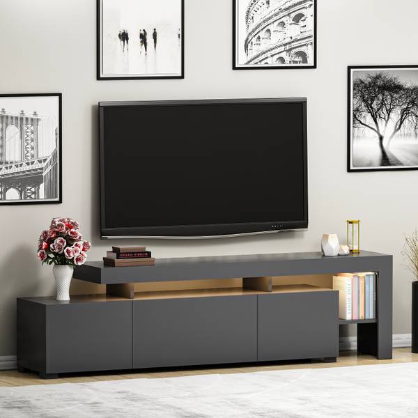 Meuble TV Beliz avec éclairage LED Anthracite